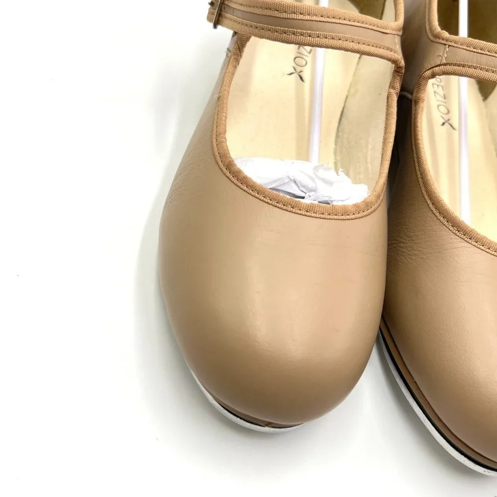 Capezio Womens Size 7.5 3800 Mary Jane Caramel Tan Buckled Dance‎ Tap Shoes